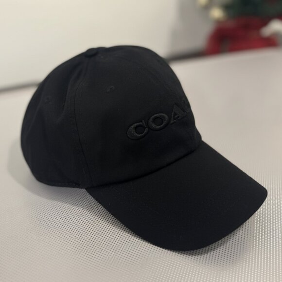 Coach Black Tonal Logo Embroidered Baseball Cap Hat Unisex Adjustable